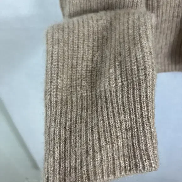 Quince Women's Size L Oatmeal Mongolian Cashmere Fisherman Pullover Hoodie - Picture 6 of 9